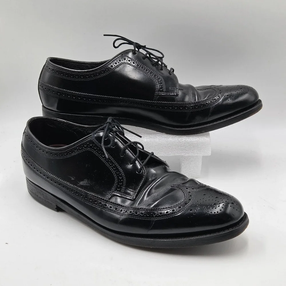 Florsheim Shoes Mens Size 11D Black Leather Wingtip Brogue Oxford Dress Classic